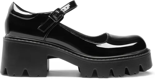 Vista 2 de DREAM PAIRS Zapatos Mary Janes para mujer con plataforma, tacón bajo, tacón grueso, punta redonda, correa de tobillo, zapatos Oxfords