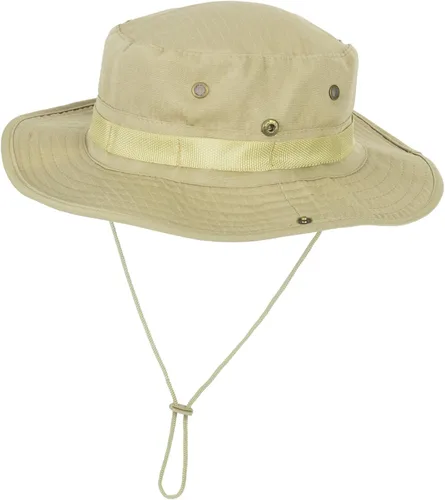 Vista 3 de Cubo unisex de algodón sólido para el sol, gorra plegable plegable para playa y viajes Beige/blanco