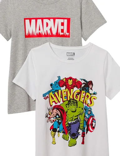 Vista 2 de Tienda Essentials Disney Marvel Star Wars Camiseta de manga corta con cuello redondo para mujer, paquete de 2