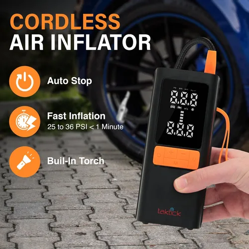 Vista 2 de Compresor de aire portátil para neumáticos, inflador de neumáticos portátil ideal para asistencia en carretera, uso doméstico y situaciones