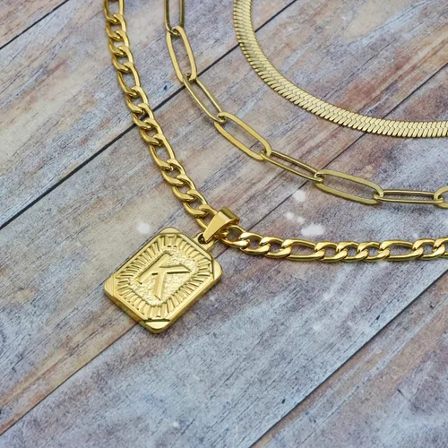 Vista 6 de Collares de oro con inicial de regalo para mujer, chapado en oro de 18 quilates, delicado collar de cadena de eslabones con clip, collares de oro