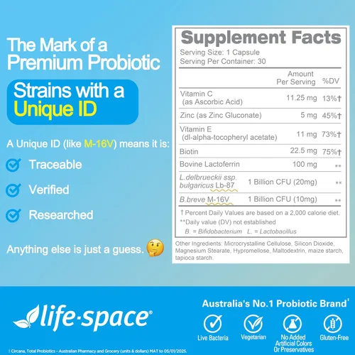 Vista 8 de Life-Space Probiótico para aliviar el acné + reequilibrio de la piel, fórmula científica 6 en 1 y 2 mil millones de UFC, apoya el control