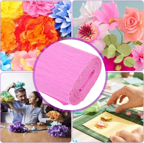 Vista 9 de LIFKOME Papel crepé dobleces rollo de papel crepé hojas italianas rosas papel de regalo para obras de arte floral, bricolaje, decoración de boda
