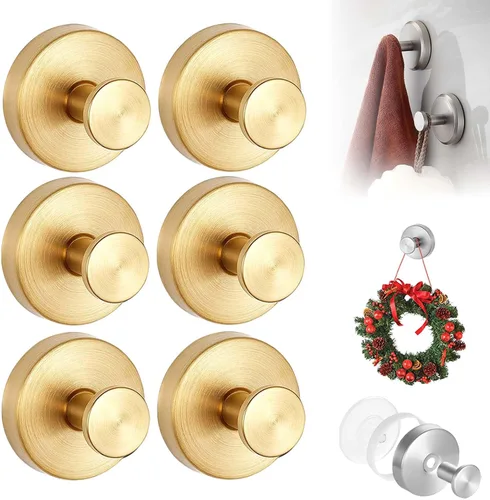 Vista 11 de Suction Cup Hooks for Wreaths on Glass, No-Drill Shower Hooks (Silver,6PCS)