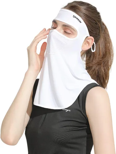 Vista 4 de Protección solar UPF 50 para mujer, para golf, deportes, protección UV, protector facial, pasamontañas reutilizable para ciclismo al aire libre