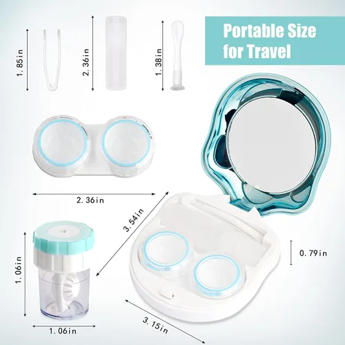 Vista 3 de Lasiyanor Kit de viaje para lentes de contacto con arandela limpiadora, caja de contacto portátil con pinzas de espejo, herramienta de eliminación