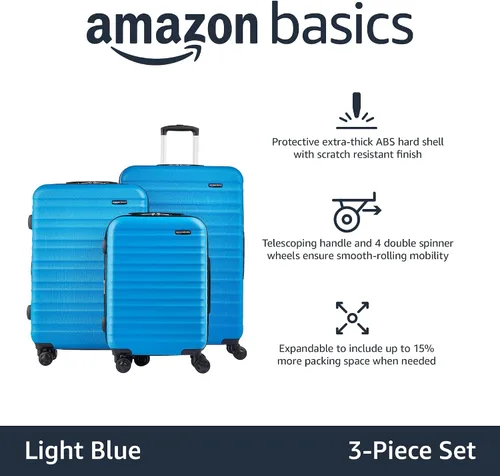 Vista 2 de Tienda Basics - Maleta rígida, equipaje de mano y ampliable con ruedas, Azul