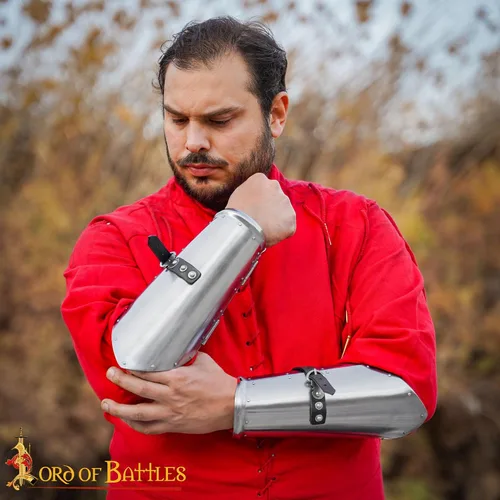 Vista 6 de Lord of Battles Brazales de acero de caballero medieval Armadura vikinga LARP Cosplay SCA Recreación histórica