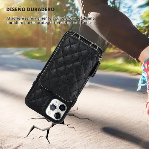 Vista 7 de Bocasal Funda tipo cartera tipo bandolera para iPhone 11 Pro, color negro