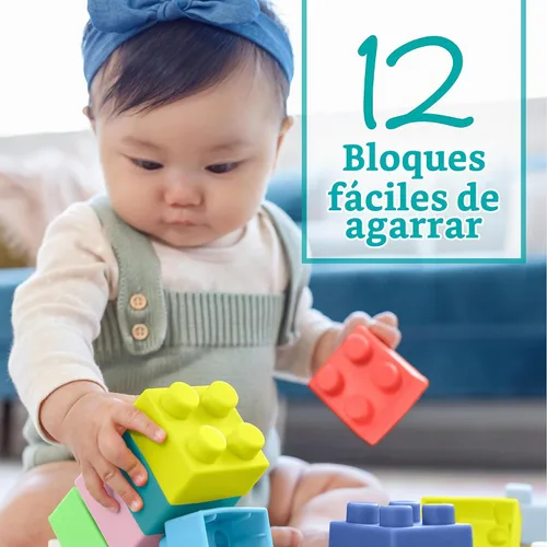 Vista 2 de Infantino Bloques de construcción súper suaves, sin BPA, juego de 12 piezas