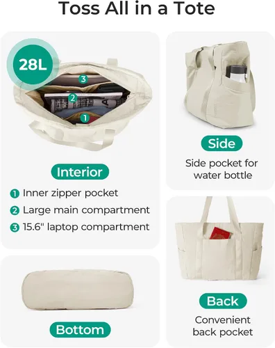 Vista 50 de BAGSMART Bolsa de mano para mujer con cremallera, bolsa de gimnasio con compartimentos, bolsa de trabajo para enfermera, baile, bolsa de yoga
