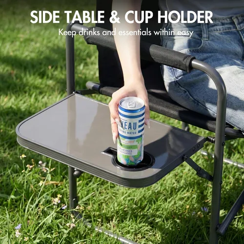 Vista 4 de Portal Silla de directores sillas de camping para adultos con mesa auxiliar, sillas plegables para adultos, sillas de director plegables para sillas