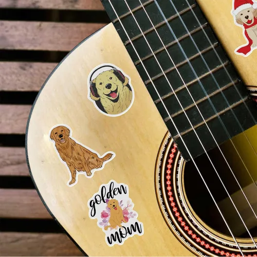 Vista 8 de 50 calcomanías de dibujos animados de perros, coloridas calcomanías estéticas de PVC impermeables para botella de agua, guitarra, equipaje Dibujos