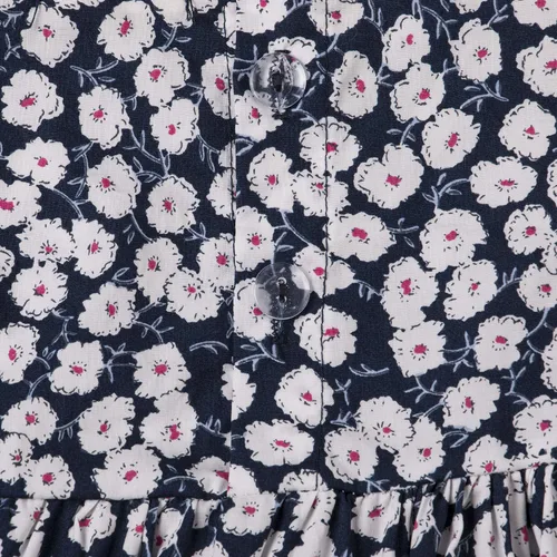 Vista 4 de Ropa de verano para bebé niña, sin mangas, de algodón y lino, con diadema, Azul real Uno