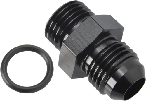 Vista 4 de 4AN macho a 4AN ORB con junta tórica Boss adaptador de riel de bomba de combustible de aluminio negro