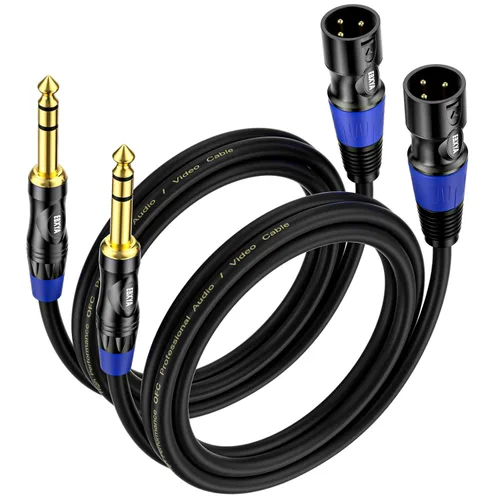 Vista 7 de EBXYA Cable XLR equilibrado hembra a TRS, cable de micrófono de 1/4 pulgadas, cable de audio para instrumento de 3 pies, paquete de 2 para micrófono