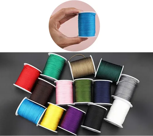 Vista 7 de Cuerda de nailon trenzado de 3 capas para jardinería, manualidades, fabricación de pulseras (0.059 in-164 pies, verde militar)