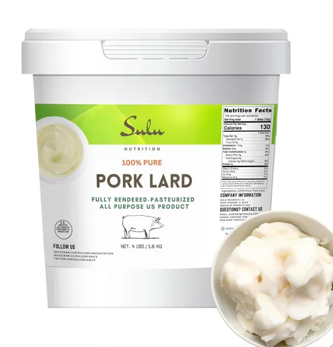 Vista 2 de 4 libras de manteca de cerdo totalmente renderizada, lista para comer, apta para todo propósito, apta para ceto-paleo