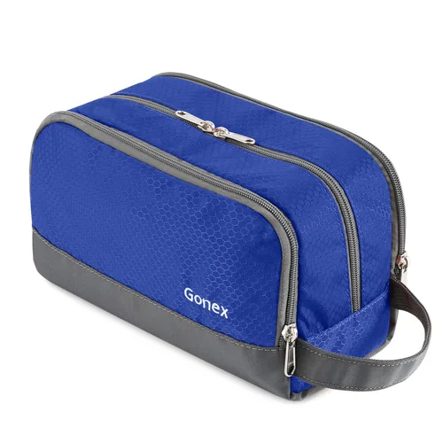 Vista 13 de Gonex Neceser de viaje de nailon, bolsa de afeitado, organizador de artículos de tocador, color negro
