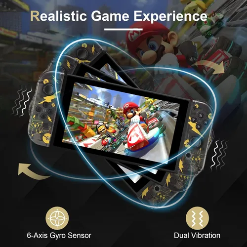 Vista 4 de PPKKAI Joycons for Nintendo Switch Controller, Translucent Joycon Controllers for SwitchLiteOLED, Controllers with Dual Vibration, Wake-up
