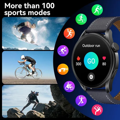 Vista 6 de Reloj inteligente (respuesta/hacer llamadas), pantalla FHD AMOLED de 1.43 pulgadas para hombres y mujeres, más de 100 modos deportivos, relojes