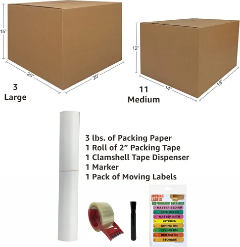 Vista 2 de UBOXES, LLC Kit de Cajas Inteligentes y Suministros de Embalaje con Cinta