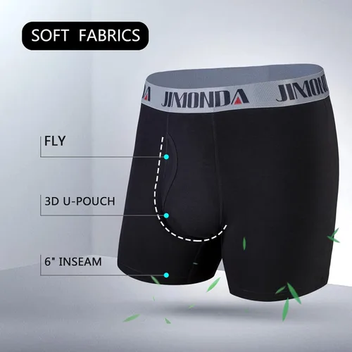 Vista 2 de Jimonda Paquete de ropa interior suave para hombre, transpirable, rayón de bambú y fibra de cobre, calzoncillos tipo bóxer con bolsa