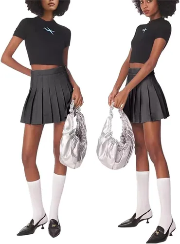 Vista 6 de Minifalda plisada de cintura alta, faldas de tenis para mujeres y niñas, uniforme escolar, falda de animación con pantalones cortos, 2T-4XL
