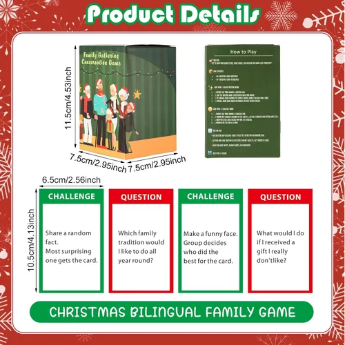 Vista 2 de Jenaai Juego de juegos de fiesta de Navidad, juego de reuniones familiares, tarjetas de conversación contra historia, edición familiar, juego