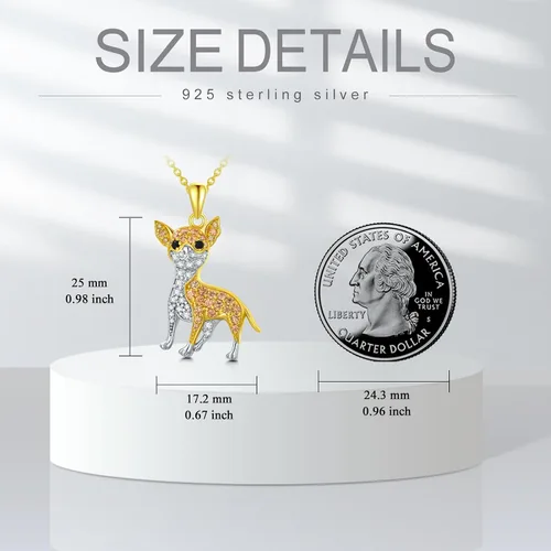 Vista 35 de Collares con colgante de perro de plata de ley S925 – 24 razas corgi/husky/labrador/pastor para mujer