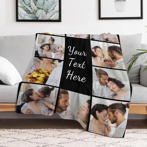 Vista 2 de D-Story Manta personalizada con fotos con cualquier texto - Mantas con imágenes personalizadas para Navidad, cumpleaños, regalos para parejas