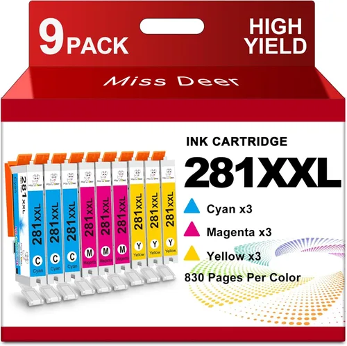 Vista 8 de Miss Deer Cartucho de tinta de repuesto compatible para Canon 280 281 PGI-280XXL CLI-281XXL para Canon Pixma TR8520 TR7520 TS6120 TS6220 TS6320