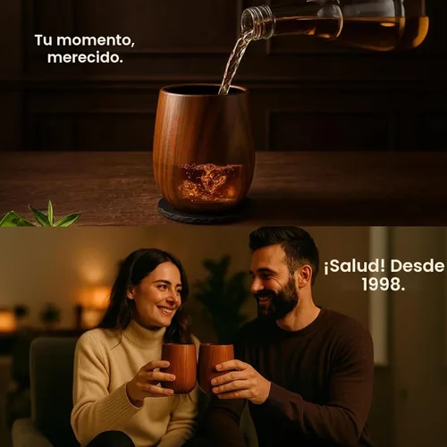 Vista 9 de Bonteck Vaso grande de madera carbonizada original de Bourbon Vaso de whisky de madera carbonizada de 14 onzas Regalos de bourbon para hombres