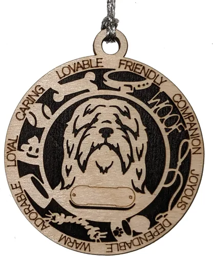 Vista 102 de Adorno de Navidad personalizado para perro Cavalier King Charles Spaniel, redondo de 3 pulgadas, madera cortada con láser de 2 capas, nombre y texto