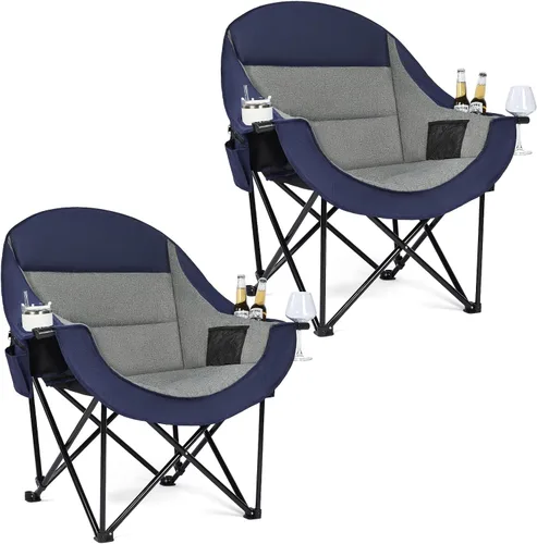 Vista 31 de Silla de camping de gran tamaño con calefacción, resistente, acolchada Negro (Allblack)