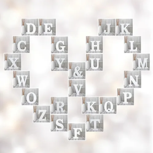 Vista 5 de AOCEAN Letras de madera blanca de 6 pulgadas, letras de madera sin terminar para decoración de pared, letras de pie, rebanadas, decoración