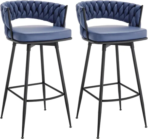Vista 14 de BV - Juego de 2 taburetes de bar de altura de mostrador, taburetes de bar de altura de asiento de 26 pulgadas, taburetes de bar giratorios de 180°