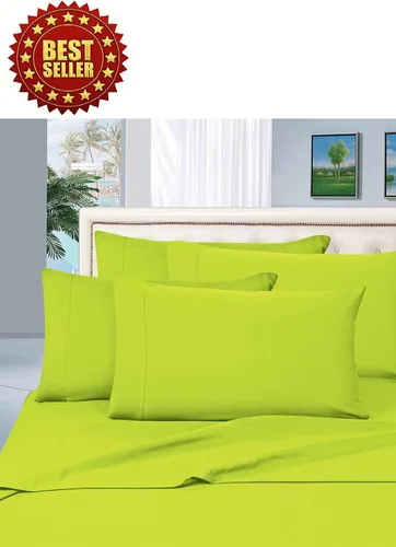 Vista 2 de Celine Linen Fundas de almohada de lujo 1800 Premier, resistentes a las arrugas y a la decoloración, tamaño King, color lima