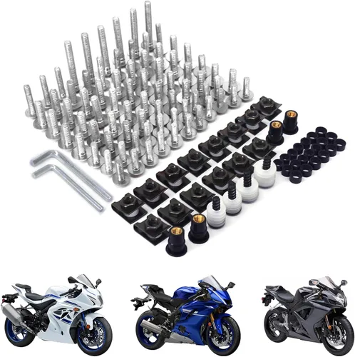 Vista 8 de AnXin Kit de pernos de carenado para motocicleta 116 piezas de sujetadores y tornillos CNC universal para GSXR 600 750 1000 YZF R6 R3 R1 ZX6R ZX10R