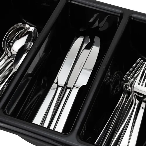Vista 17 de Restaurantware - Organizador de cubiertos de 21.9 x 14.2 x 3.5 pulgadas, 1 bandeja de cubiertos resistente a las grietas - 4 compartimentos, asas