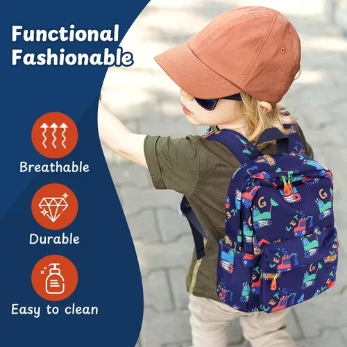 Vista 7 de Zicac Mochila para niños y niñas de 12 pulgadas, mini mochila para niños para la escuela y viajes, mochila preescolar para jardín de infantes, Azul