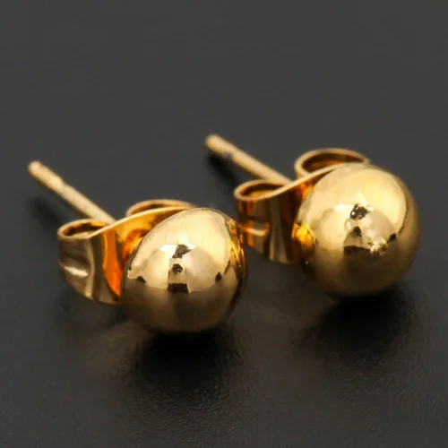 Vista 5 de Media bola Stud arete para las mujeres ronda 6mm 8mm 10mm 3par Set), varios tamaños