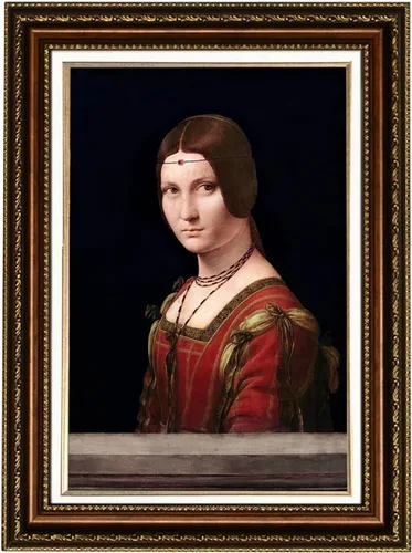Vista 7 de ELITEART -La Belle Ferronnière por Leonardo DaVinci Reproducción de pintura al óleo Giclée de arte de pared impresiones en lienzo tamaño marcado: 29