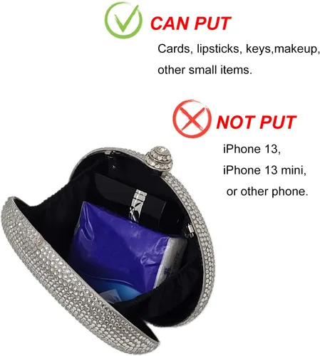 Vista 6 de HUANG ZHUANG Bolso de mano de cristal con forma de huevo, bolso de noche con diamantes de imitación para mujer, fiesta, boda, lindo bolso Egg