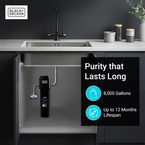 Vista 4 de BLACK+DECKER Filtro de agua para debajo del fregadero de 10 pulgadas Reduce cloramina, cloro, plomo, PFAS, mal sabor y olor, filtro de agua debajo