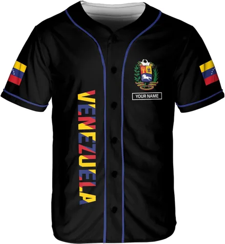 Vista 2 de Podagree - Camiseta de béisbol personalizada de Venezuela con la bandera venezolana para hombres y mujeres, camiseta Mapa de Venezuela