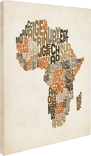 Vista 2 de Trademark Fine Art - Lienzo decorativo "mapa de texto de África", 19 x 14 pulgadas