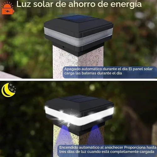 Vista 2 de Sumaote Luz solar para poste de poste, luz solar LED impermeable para exteriores para postes de madera de 4 x 4, 5 x 5, 6 x 6, luces de valla
