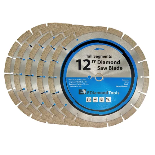 Vista 30 de Hoja de sierra segmentada de diamante de 4" para hormigón, ladrillo, bloque y mampostería Altura del segmento de 0.394 in, eje de 7/8"-5/8", grano