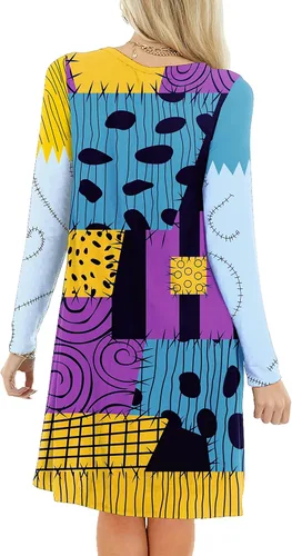 Vista 5 de Deerose Vestido de San Valentín para mujer, lindo estampado Mardi Gras con bolsillos, H Multicolor